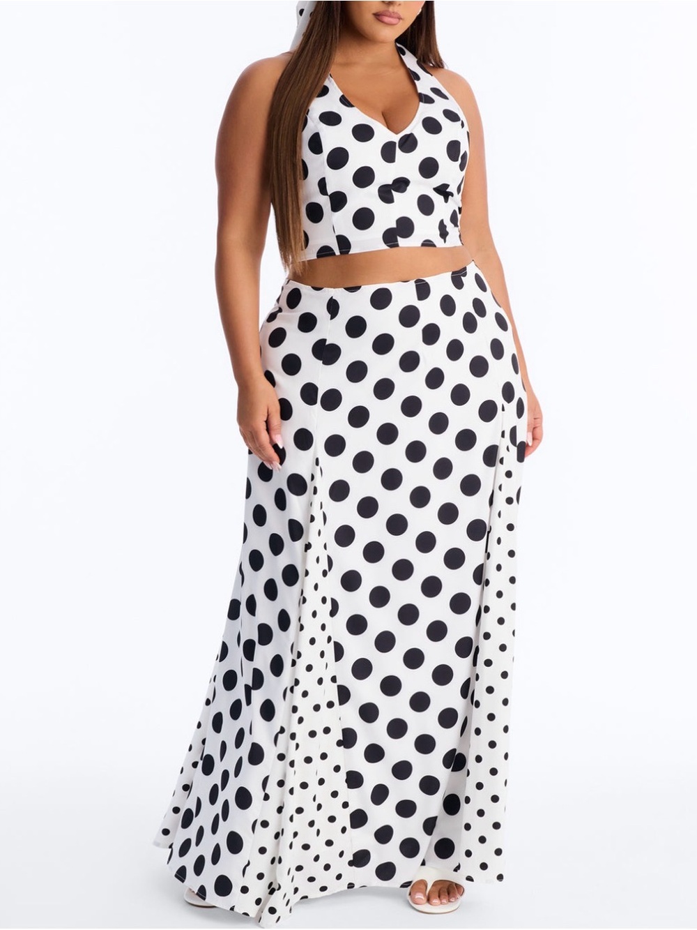 Fashion Nova Polka Dot Maxi Skirt Set Size XL